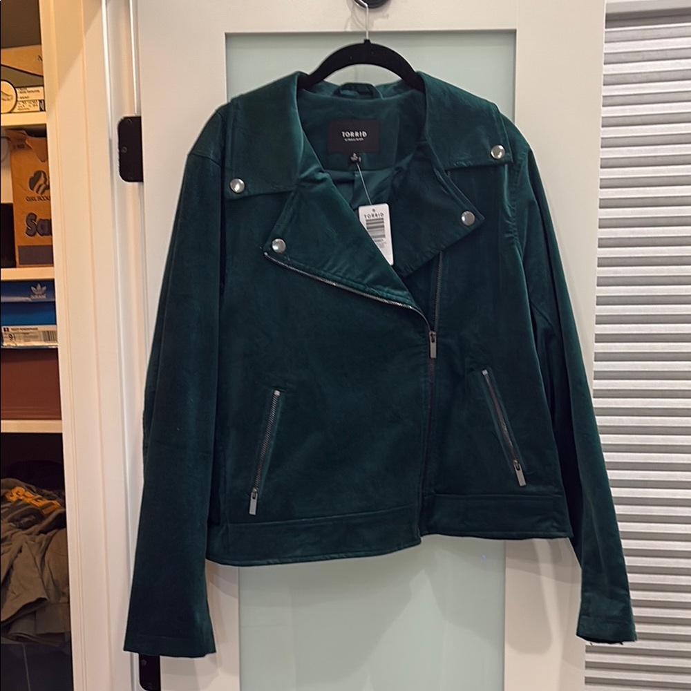 Torrid Green Women's velveteen moto Jacket